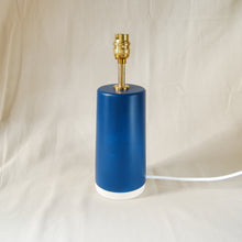 Load image into Gallery viewer, teal blue lamp base with brass fittings with neutral background
